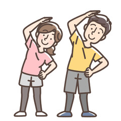 ストレッチする男女