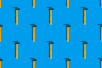 Seamless patterns. Hammers seamless pattern. Carpentry hammer background.