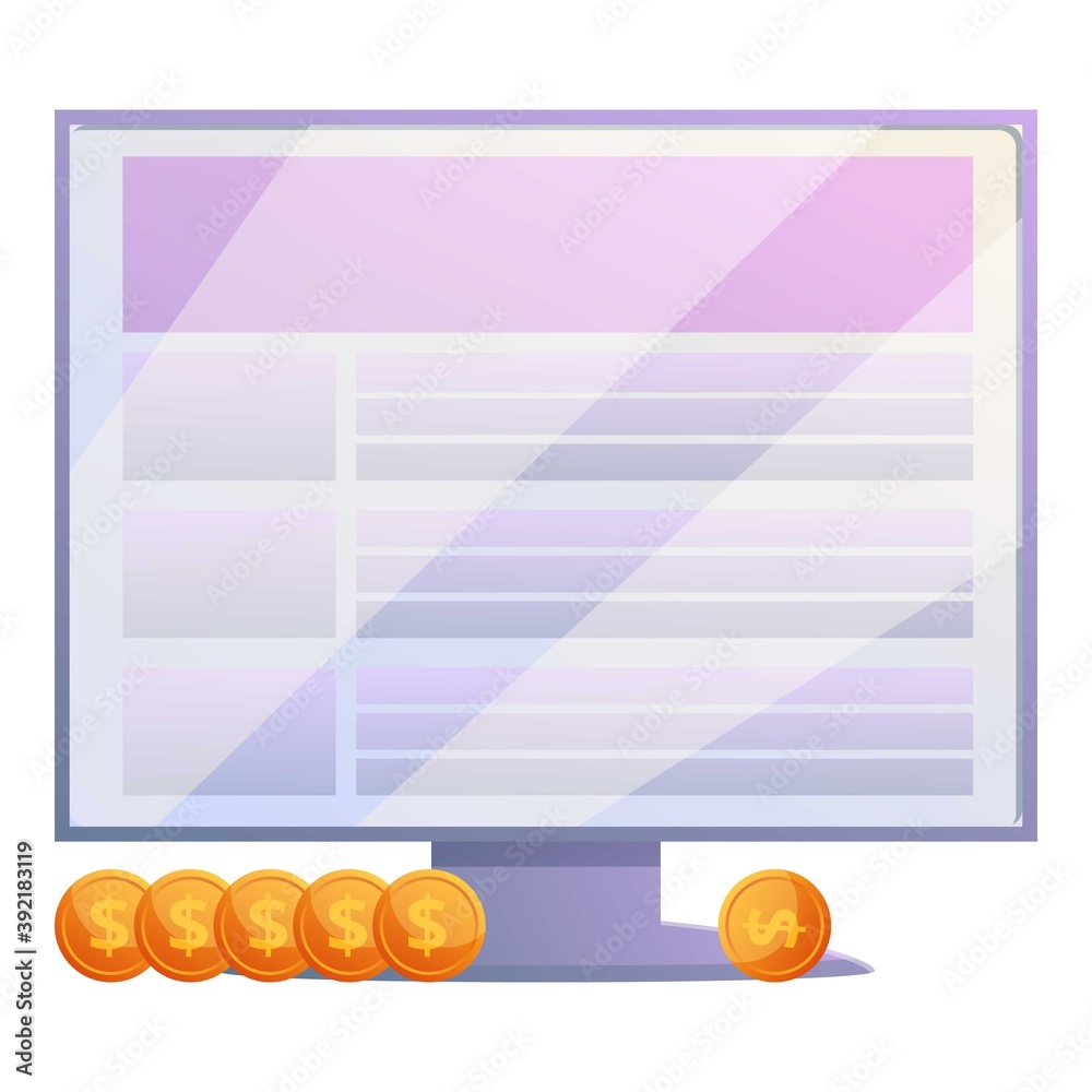 Poster data monitor monetization icon. cartoon of data monitor monetization vector icon for web design isol