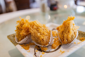 Close up shot of deep fried taro