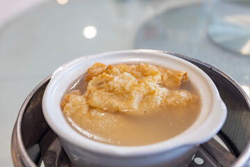 Close up shot of bean tofu soup