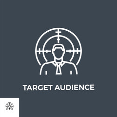 Target Audience Related Vector Thin Line Icon. Isolated on Black Background. Vector Illustration.
