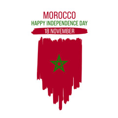 Morocco independence day vector banner, greeting card. Moroccan flag in 18th of November national patriotic holiday horizontal design
