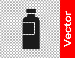 Obraz premium Black Fitness shaker icon isolated on transparent background. Sports shaker bottle with lid for water and protein cocktails. Vector.
