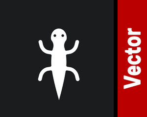 White Lizard icon isolated on black background. Vector.