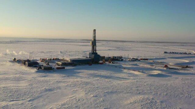 Gas production, gas tower, day plan from a quadrocopter