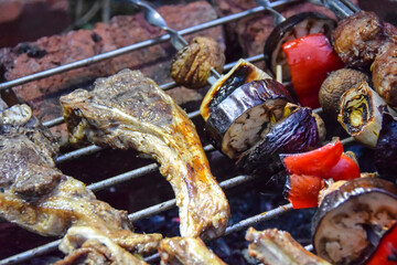 lamb ribs on the grill