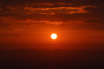 fiery sunset at sea