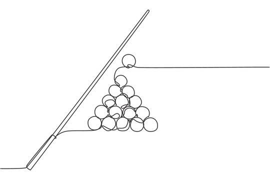 recommend clip art: Single continuous line drawing of triangle pyramid balls stack for pool billiards game at billiard room. Indoor sport game concept. Trendy one line draw design vector illustration graphic