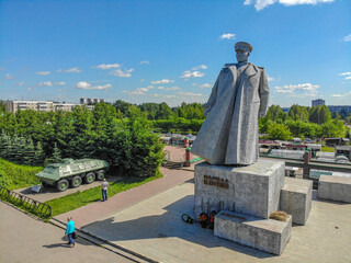 Aerial view of the monument to Marshal Konev
