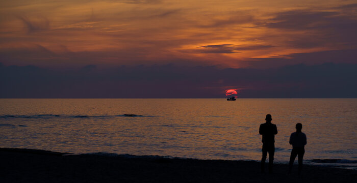 gulf of lion sunset and plagemesu beach, gonnesa, south sardinia
