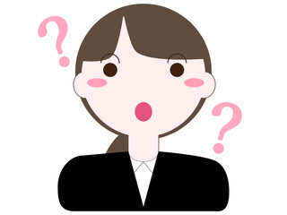 シンプルでかわいいスーツを着たフォーマルな女性の表情イラストシリース