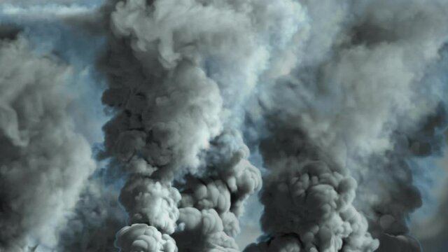 bright abstract background of heavy smoke, pollution concept - 3D 4K 60 fps animation