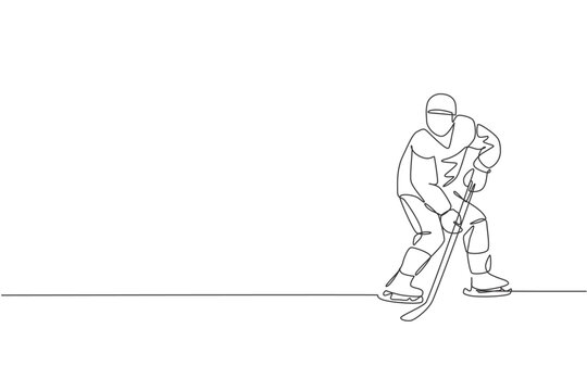 hockey player single line drawing clip art preview