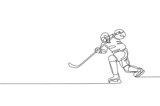 hockey player action line art clip art preview