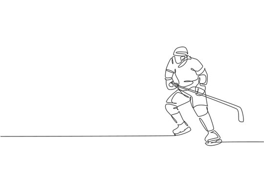 hockey player single line art clip art preview