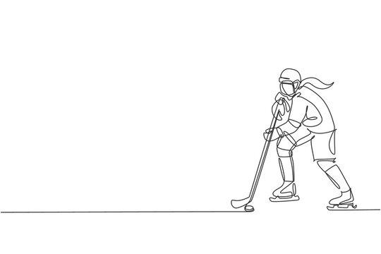 hockey player single line art clip art preview