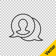 Black line Speech bubble chat icon isolated on transparent background. Message icon. Communication or comment chat symbol. Vector.