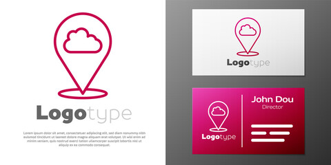 Logotype line Location cloud icon isolated on white background. Logo design template element. Vector.