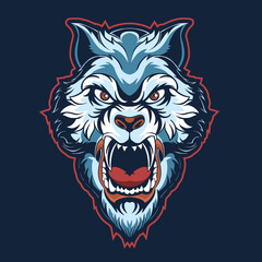 tiger head blue vector illustration