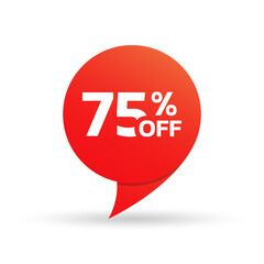 75% off sale tag or sticker. Discount price label, badge for promo banner design. Vector illustration.