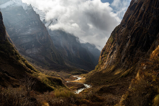 Modi khola valley in Annapurna Sanctuary Trek, Nepal
