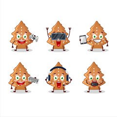 Blue santa bag cartoon character are playing games with various cute emoticons