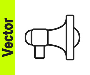 Black line Megaphone icon isolated on white background. Speaker sign. Vector.