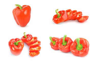 Set of bell peppers on a white background clipping path