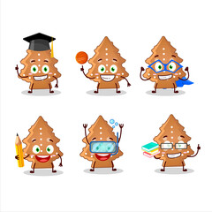 School student of cookies tree cartoon character with various expressions