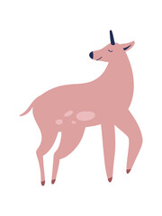 Cartoon funny deer. Isolated on white.