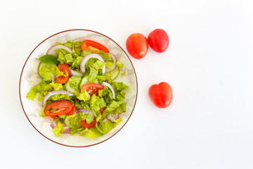 Vegetable salad isolated on white background