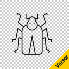 Black line Beetle bug icon isolated on transparent background. Vector.
