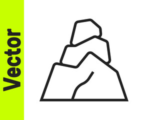 Black line Rock stones icon isolated on white background. Vector.