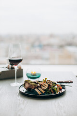 ribs with wine in a restaurant