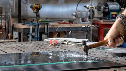 visual experiments in physics and chemistry from the school curriculum.  equipment for experiments. school laboratory. Gas mixer. Stylized photo. complex of equipment in operation. Selective focus. Sc