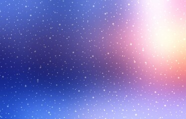 Snow shimmering in pink sunlight on deep blue winter background. Cold twilight outside abstract illustration.