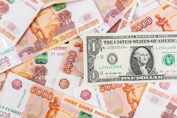 background of rubles and dollars..