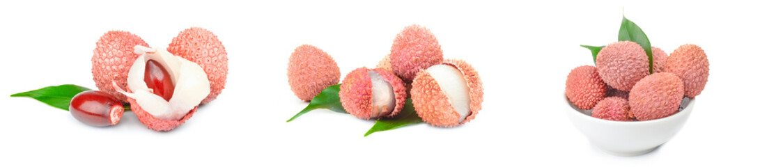 Group of litchi isolated on a white background