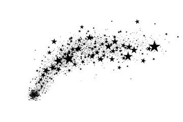 Stars on a white background. Black star shooting with an elegant star.Meteoroid, comet, asteroid, stars.