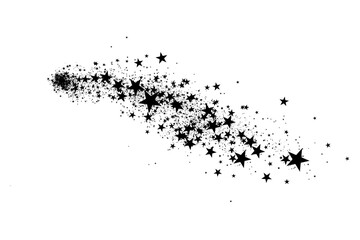 Stars on a white background. Black star shooting with an elegant star.Meteoroid, comet, asteroid, stars.