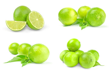 Collage of limes on white