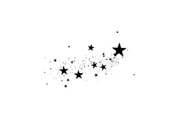Stars on a white background. Black star shooting with an elegant star.Meteoroid, comet, asteroid, stars.