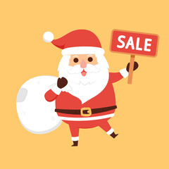 Merry Christmas and happy new year greeting poster. Holiday cartoon character.