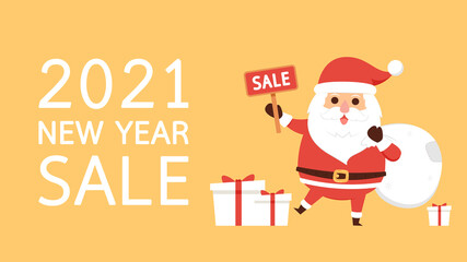 Merry Christmas poster. Santa Claus cartoon vector. Santa character and Gift box design.