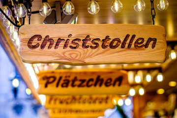old signs in germany at a christmas market