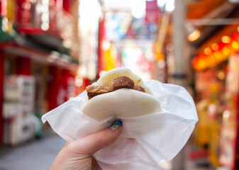 Kakuni Manju (pork belly bun) in Nagasaki Chinatown, Japan