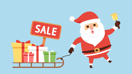 Merry Christmas and happy new year greeting poster. Holiday cartoon character.