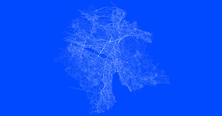 Blueprint of Zurich city of switzerland, One Color Map, color change, Artprint