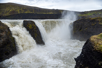 Hafragilsfoss is the very powerful waterfall on Iceland not far from its bigger brother Dettifoss. 